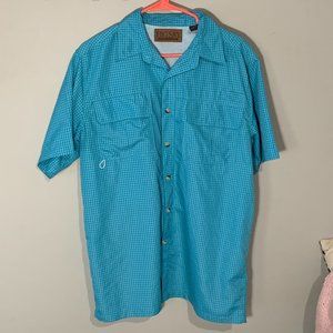 Big Sky Blue Plaid Vented Button Up Fishing Shirt